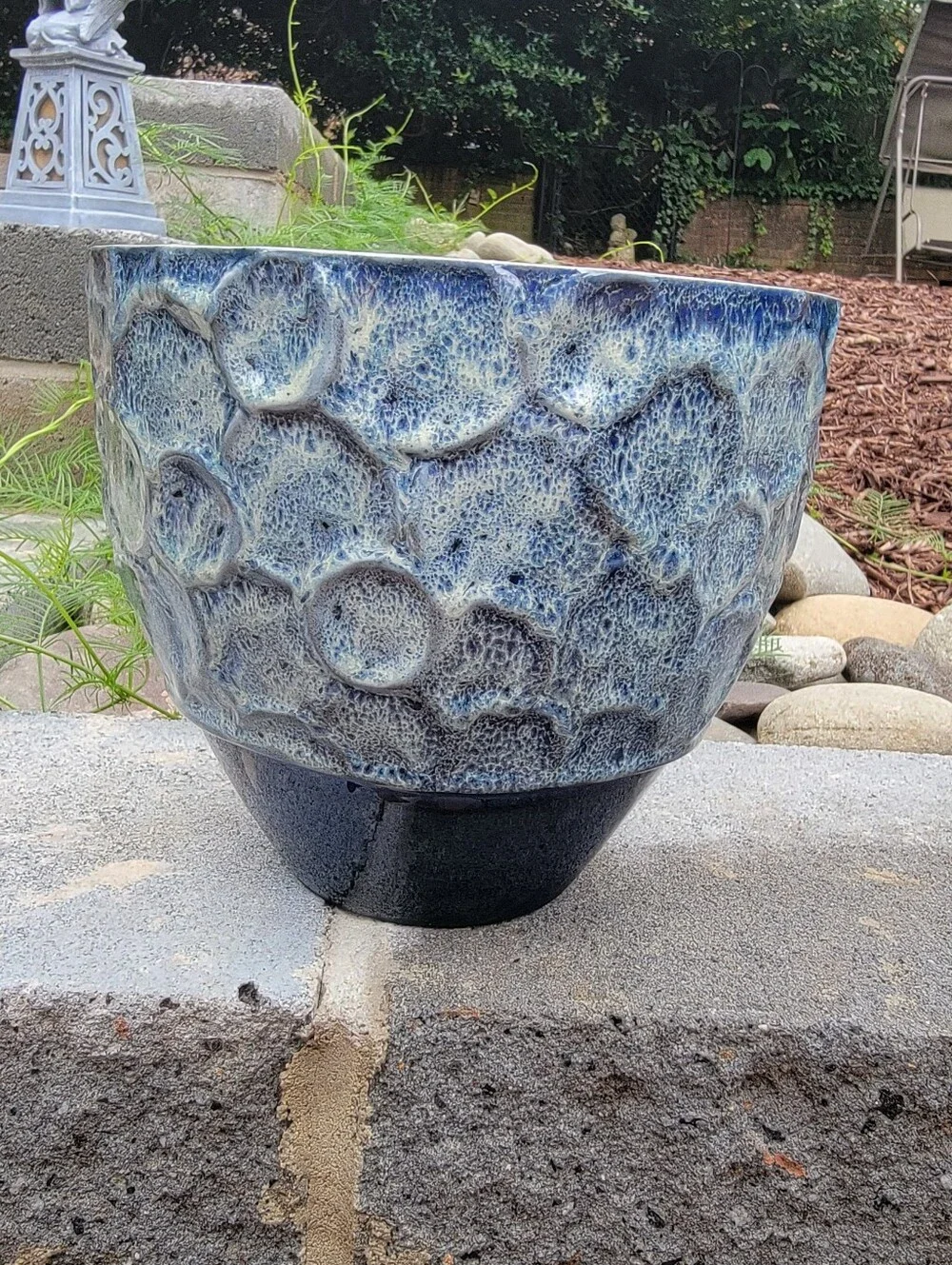 Faiancas Ramos FR Portugal Blue Glazed Planter textured